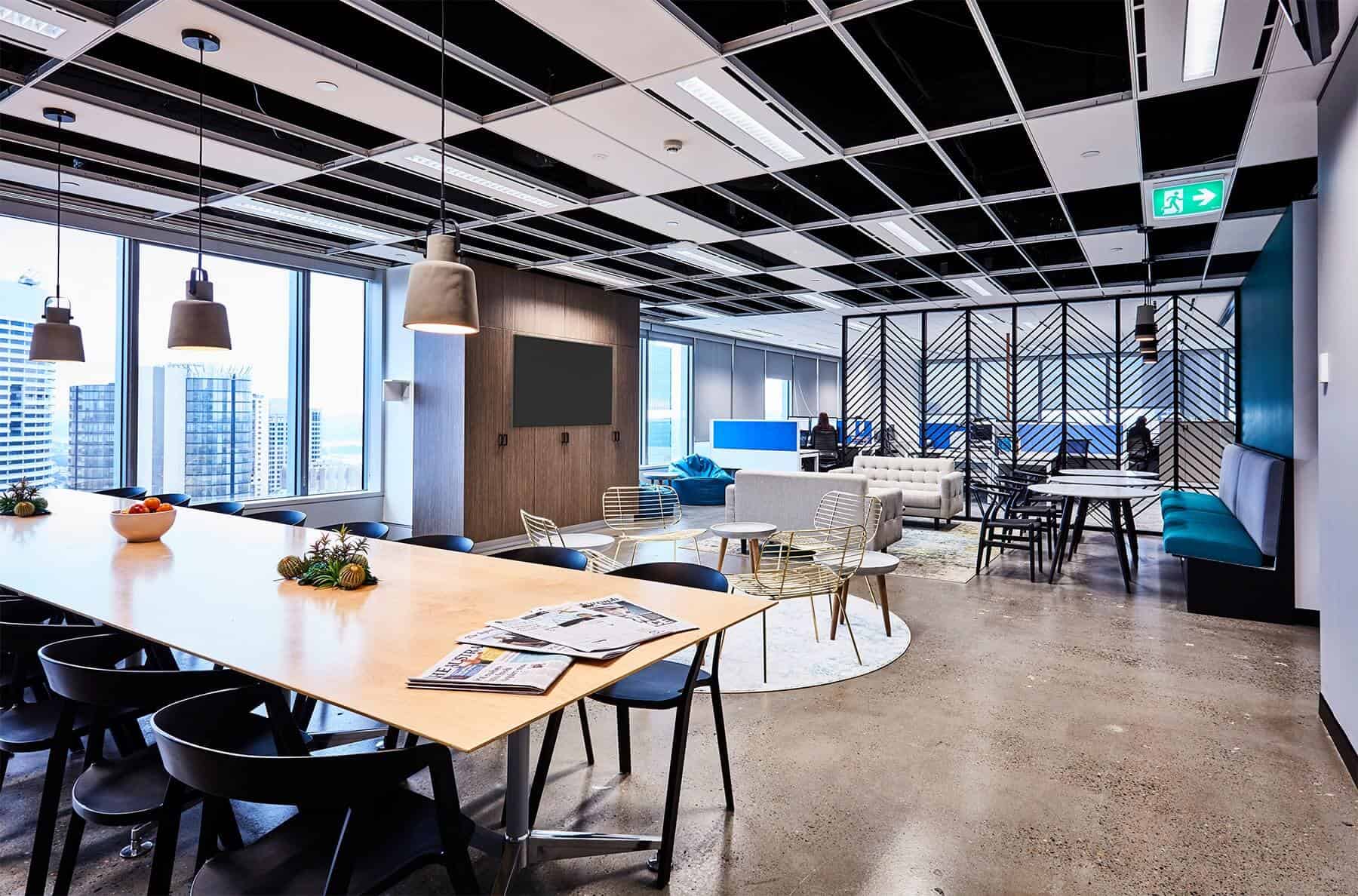 Picture of a breakroom with DIRECTV powered TV